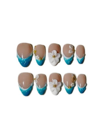 Aqua Floral - Nailsnail