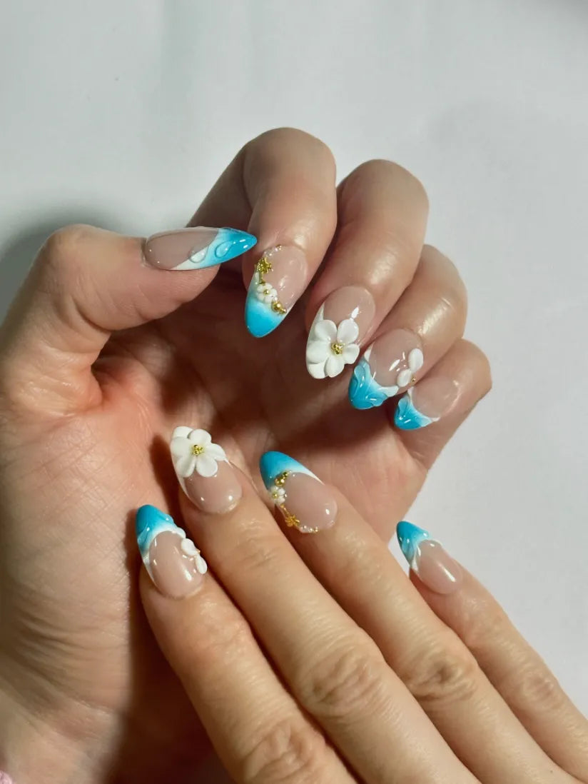 Aqua Floral - Nailsnail
