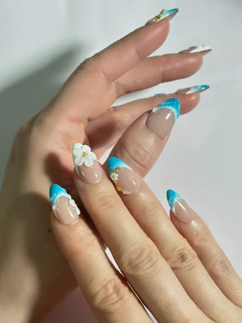 Aqua Floral - Nailsnail