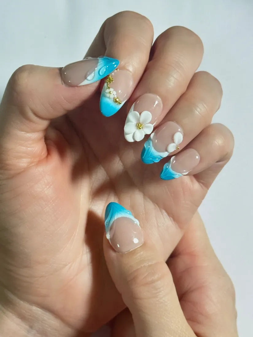 Aqua Floral - Nailsnail