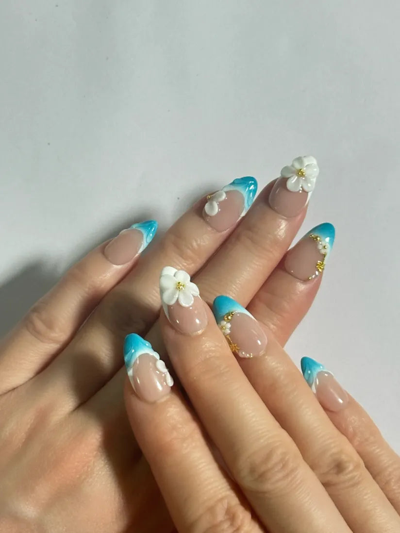Aqua Floral - Nailsnail