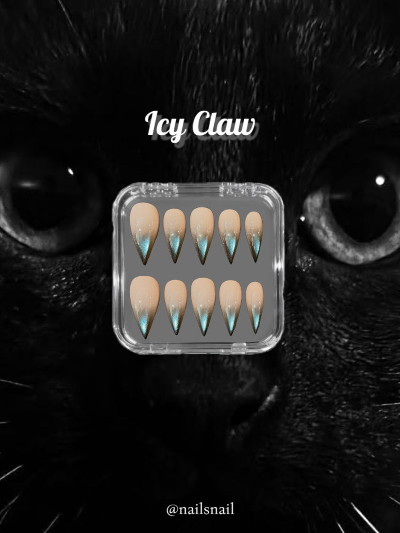 Icy Claw ice blue cat eye stiletto press on nails package Nailsnail