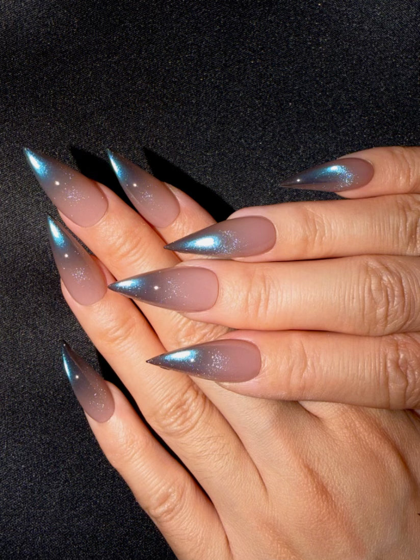 Icy Claw ice blue cat eye stiletto press on nails package Nailsnail